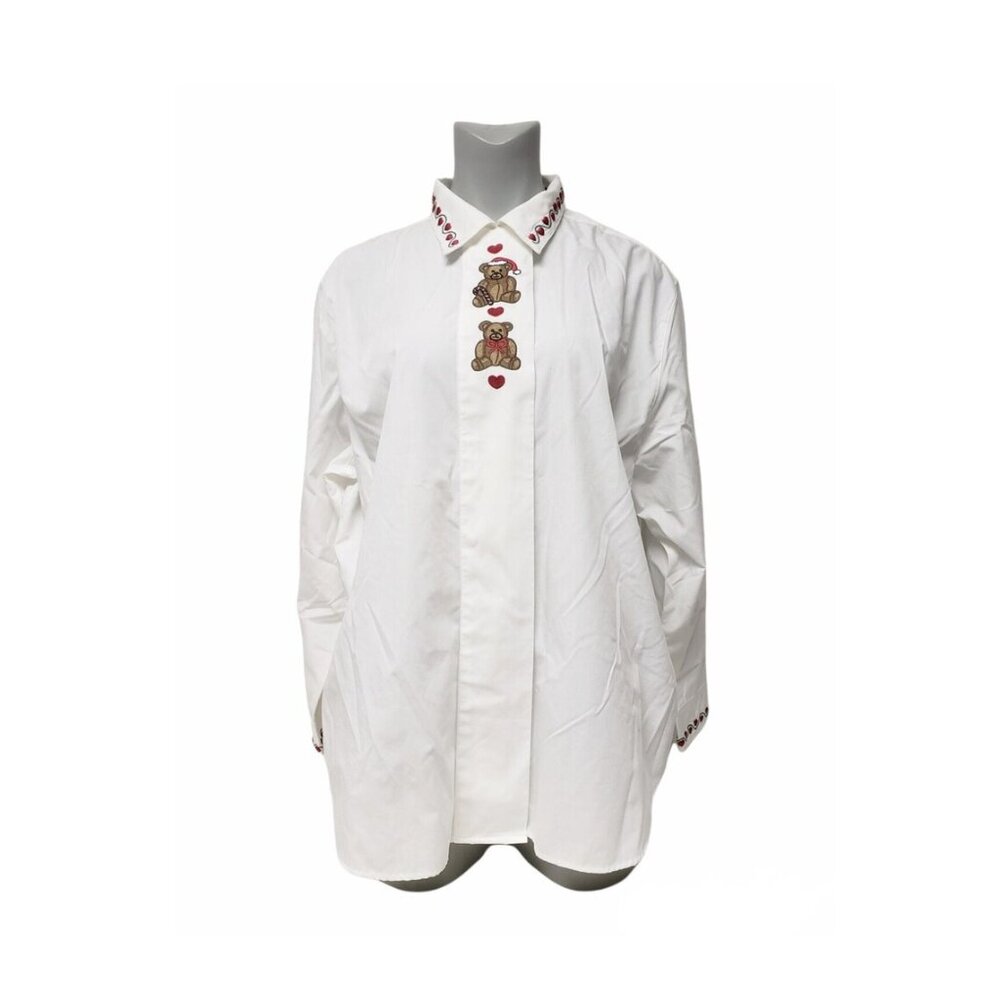 90s - 00s Karen Scott embroidered Christmas Teddy Bears long sleeve shirt . 1X